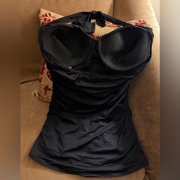 DKNY Black Halter One-Piece Tummy Control Swim Dress - Size 12 - Picture 3 of 5